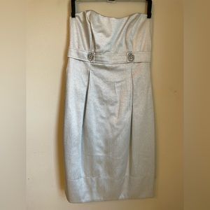 David’s Bridal Metallic Strapless Bridesmaid Dress